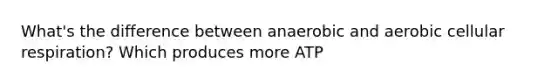 What's the difference between anaerobic and aerobic <a href='https://www.questionai.com/knowledge/k1IqNYBAJw-cellular-respiration' class='anchor-knowledge'>cellular respiration</a>? Which produces more ATP