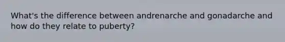 What's the difference between andrenarche and gonadarche and how do they relate to puberty?