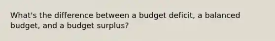 What's the difference between a budget deficit, a balanced budget, and a budget surplus?