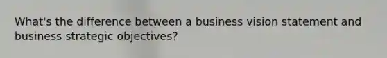 What's the difference between a business vision statement and business strategic objectives?