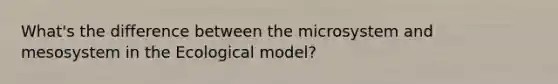 What's the difference between the microsystem and mesosystem in the Ecological model?