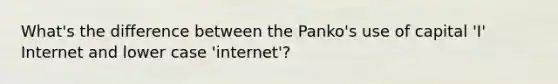 What's the difference between the Panko's use of capital 'I' Internet and lower case 'internet'?