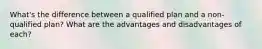 What's the difference between a qualified plan and a non-qualified plan? What are the advantages and disadvantages of each?