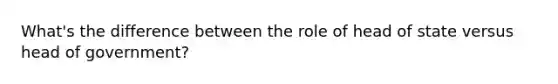 What's the difference between the role of head of state versus head of government?