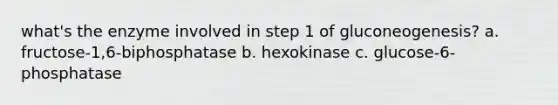 what's the enzyme involved in step 1 of gluconeogenesis? a. fructose-1,6-biphosphatase b. hexokinase c. glucose-6-phosphatase