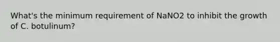 What's the minimum requirement of NaNO2 to inhibit the growth of C. botulinum?