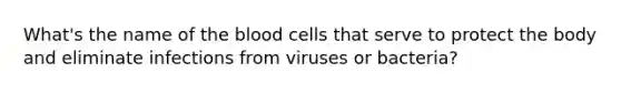 What's the name of the blood cells that serve to protect the body and eliminate infections from viruses or bacteria?