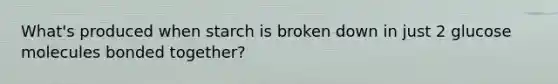 What's produced when starch is broken down in just 2 glucose molecules bonded together?