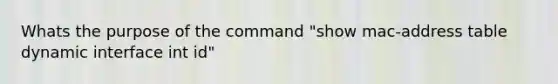 Whats the purpose of the command "show mac-address table dynamic interface int id"