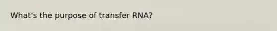 What's the purpose of transfer RNA?