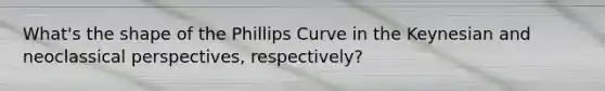 What's the shape of the Phillips Curve in the Keynesian and neoclassical perspectives, respectively?