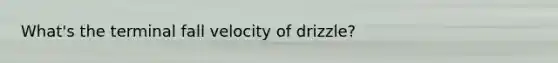 What's the terminal fall velocity of drizzle?