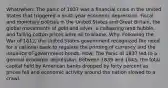 What/when: The panic of 1837 was a financial crisis in the United States that triggered a multi-year economic depression. Fiscal and monetary policies in the United States and Great Britain, the global movements of gold and silver, a collapsing land bubble, and falling cotton prices were all to blame. Why: Following the War of 1812, the United States government recognized the need for a national bank to regulate the printing of currency and the issuance of government bonds. How: The Panic of 1837 led to a general economic depression. Between 1839 and 1843, the total capital held by American banks dropped by forty percent as prices fell and economic activity around the nation slowed to a crawl.