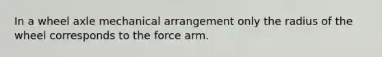 In a wheel axle mechanical arrangement only the radius of the wheel corresponds to the force arm.