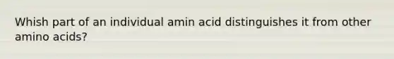 Whish part of an individual amin acid distinguishes it from other amino acids?