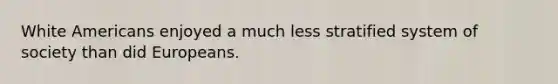 White Americans enjoyed a much less stratified system of society than did Europeans.