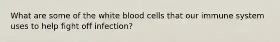 What are some of the white blood cells that our immune system uses to help fight off infection?