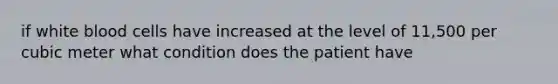 if white blood cells have increased at the level of 11,500 per cubic meter what condition does the patient have