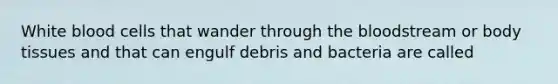 White blood cells that wander through the bloodstream or body tissues and that can engulf debris and bacteria are called