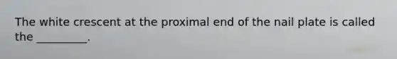 The white crescent at the proximal end of the nail plate is called the _________.