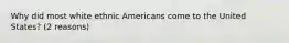 Why did most white ethnic Americans come to the United States? (2 reasons)