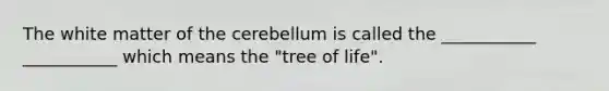 The white matter of the cerebellum is called the ___________ ___________ which means the "tree of life".