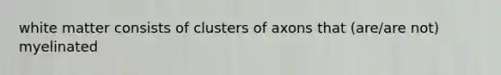 white matter consists of clusters of axons that (are/are not) myelinated