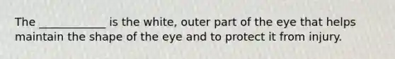 The ____________ is the white, outer part of the eye that helps maintain the shape of the eye and to protect it from injury.