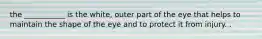 the ___________ is the white, outer part of the eye that helps to maintain the shape of the eye and to protect it from injury. .