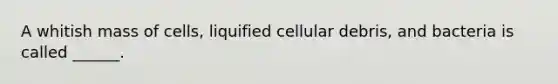 A whitish mass of cells, liquified cellular debris, and bacteria is called ______.