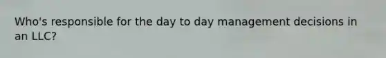 Who's responsible for the day to day management decisions in an LLC?