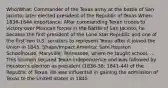 Who/What: Commander of the Texas army at the battle of San Jacinto; later elected president of the Republic of Texas When: 1836-1844 Importance: After commanding Texan troops to victory over Mexican forces in the Battle of San Jacinto, he became the first president of the Lone Star Republic and one of the first two U.S. senators to represent Texas after it joined the Union in 1845. Shape/Impact America: Sam Houston Schoolhouse, Maryville, Tennessee, where he taught school. ... This triumph secured Texan independence and was followed by Houston's election as president (1836-38; 1841-44) of the Republic of Texas. He was influential in gaining the admission of Texas to the United States in 1845.