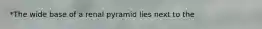 *The wide base of a renal pyramid lies next to the