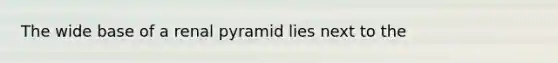 The wide base of a renal pyramid lies next to the