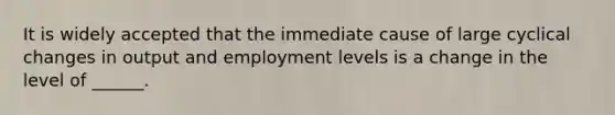 It is widely accepted that the immediate cause of large cyclical changes in output and employment levels is a change in the level of ______.