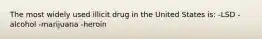 The most widely used illicit drug in the United States is: -LSD -alcohol -marijuana -heroin