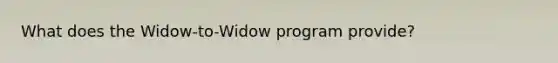 What does the Widow-to-Widow program provide?