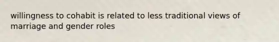 willingness to cohabit is related to less traditional views of marriage and gender roles