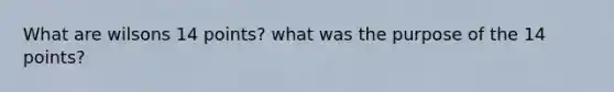 What are wilsons 14 points? what was the purpose of the 14 points?