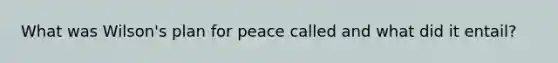 What was Wilson's plan for peace called and what did it entail?