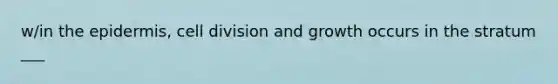 w/in the epidermis, cell division and growth occurs in the stratum ___