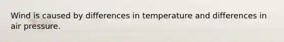 Wind is caused by differences in temperature and differences in air pressure.