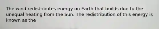 The wind redistributes energy on Earth that builds due to the unequal heating from the Sun. The redistribution of this energy is known as the