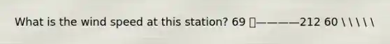 What is the wind speed at this station? 69 🕒————212 60