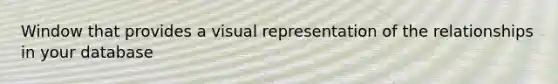 Window that provides a visual representation of the relationships in your database
