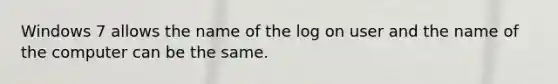 Windows 7 allows the name of the log on user and the name of the computer can be the same.