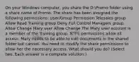 On your Windows computer, you share the D:Promo folder using a share name of Promo. The share has been assigned the following permissions: User/Group Permission Telesales group Allow Read Training group Deny Full Control Managers group Allow Change Mary user Allow Change The Mary user account is a member of the Training group. NTFS permissions allow all access. Mary needs to be able to edit documents in the shared folder but cannot. You need to modify the share permissions to allow her the necessary access. What should you do? (Select two. Each answer is a complete solution.)