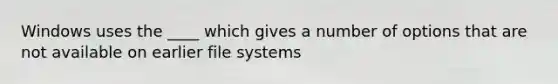 Windows uses the ____ which gives a number of options that are not available on earlier file systems