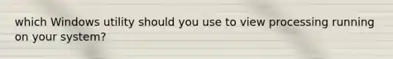 which Windows utility should you use to view processing running on your system?