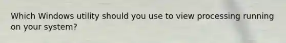 Which Windows utility should you use to view processing running on your system?